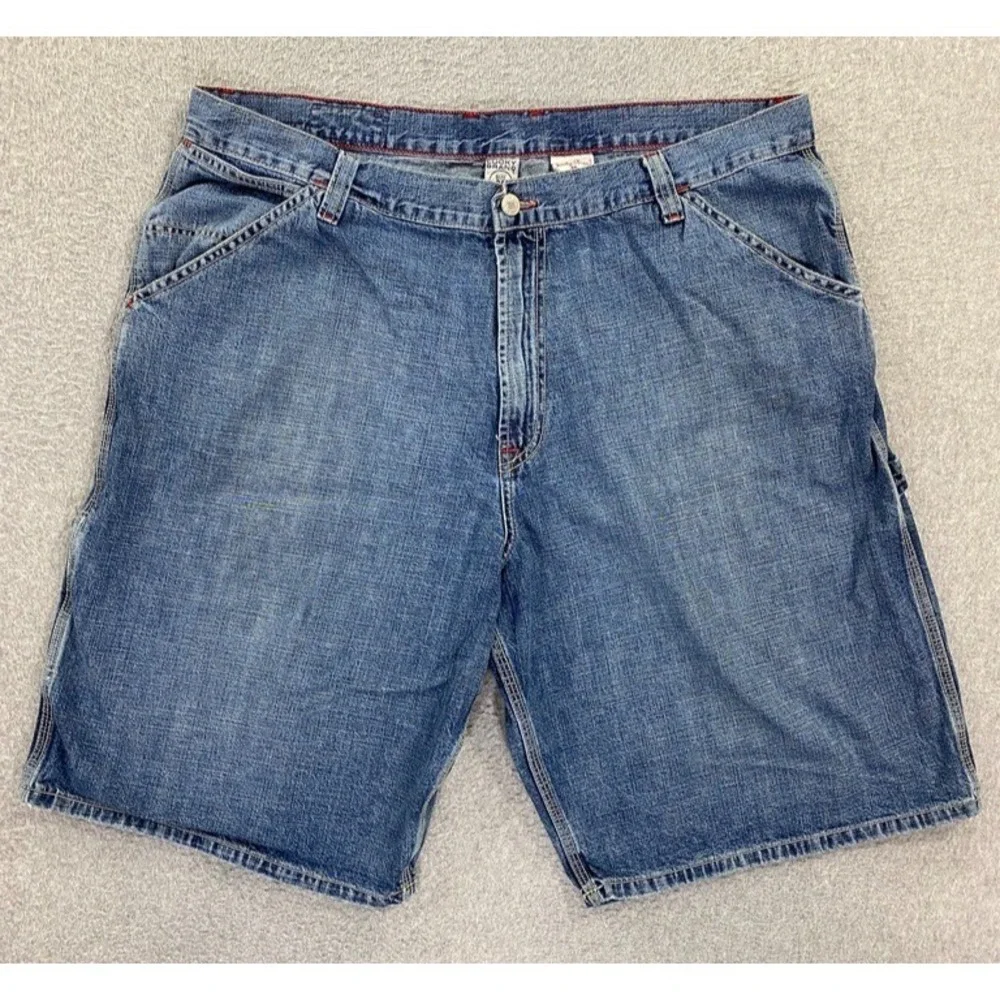 Lucky Brand Workwear Mens Size 38 Carpenter Denim Shorts Light Wash Blue USA
